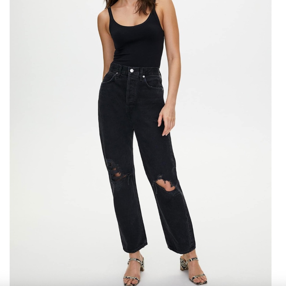 AGOLDE 90'S JEANS BLACK DISTRESSED -23